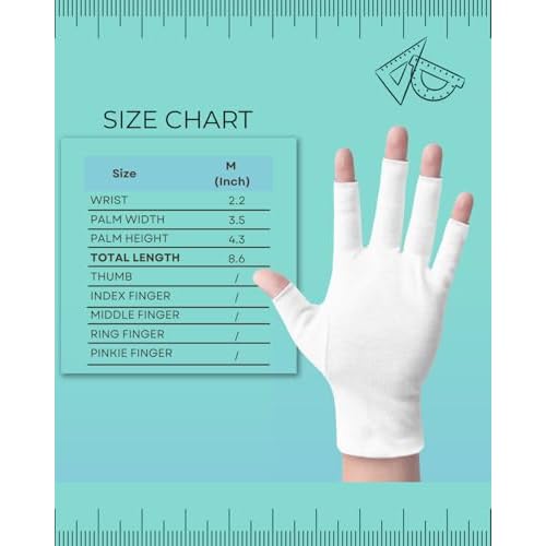 2 Pairs White Cotton Moisturizing Gloves ? Fingerless Design with 5 Open Fingertips per Glove ? 100% Cotton ? Touchscreen-Friendly Night Gloves for Dry Hands