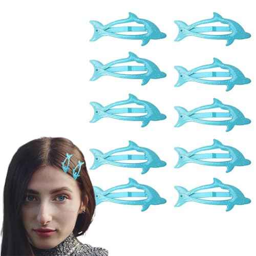 Glitter Cute Dolphin Snap Hair Clips, Blue and Pink, Handmade metal hair clip for Women Girls Kids.(20 PCS)