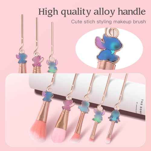 Creative Makeup Brushes Set, Anime Stiich Cosmetic Brush Set Collection, Stiich Make Up Stuff for Girls Women Pink