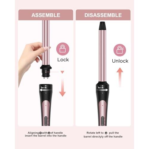 6 in 1 Wand Curling Iron, 3 Barrel Curling Iron Set with Thermal Brush (1.5") and 5 Interchangeable Ceramic Wand Curler (0.35"-1.25"), 2 Temp Heating Setting, Halloween Christmas Gifts for Women