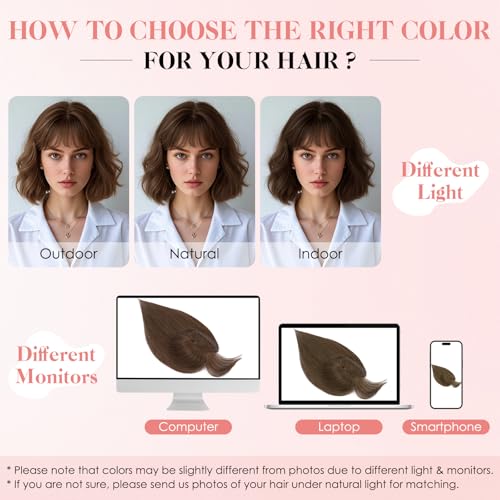 Hairro Human Hair Topper with Wispy Bangs, Clips on 360¡Æ 3D Cover Real Hairpieces Lightweight, 2.25"x6" Base for Women with High Hairline/Thinning Hair, 8 Inch Natural Black Bangs