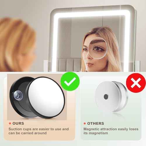 Makeup Vanity Mirror with Lights 15.2" Large LED Lighted Mirror, Hollywood Make Up Mirror with Lighting for Bedroom Tabletop, Smart Touch, 360¡Æ Rotation, (White)
