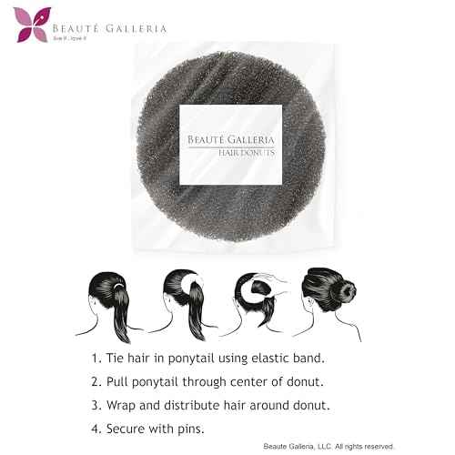 Beaute Galleria Hair Donut Bun Maker Ring Style Mesh Chignon Ballet Sock Bun (X-Large, Black)