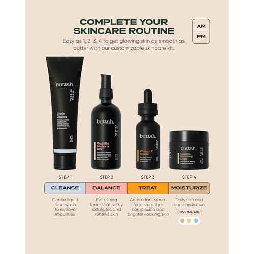 Buttah Skin Supreme Kit for Melanin Rich Skin | CocoShea Revitalizing Cream 2 oz | Vitamin C Serum 1 oz | Cleanser 3.4 oz | Rosewater Toner 3.4 oz | Black Owned Skincare