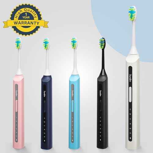 7AM2M Sonic Electric Toothbrush, High Power Rechargeable Toothbrushes, with 8 Brush Heads for Adults and Kids, 15 Adjustable Modes, Built-in 2-Minute Smart Timer, 4 Hours Fast Charge(White)