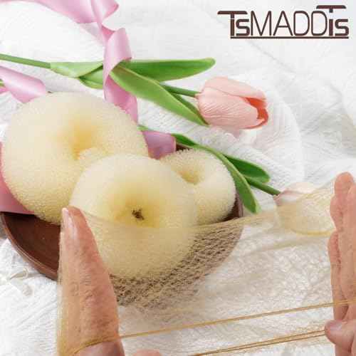 TsMADDTs Blonde Hair Bun Set, 8 Donut Bun with 2 Large, 2 Middle, 4 Small, 10 Hair Nets for Women, 40 U Shaped Pins, 5 Elastic Bands for Short and Thin Hair
