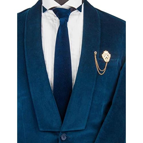 Knighthood Vintage Men Golden Crowned Lion King With Stone Hanging Chain Brooch Pins Lapel Pin, Suit Coat for Women Accessories