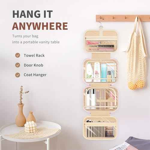 YOOLIFE Teen Girl Gifts Trendy Stuff - Birthday Gifts for 7 8 9 10 11 12 13 14 15 16 17 18 Year Old Teen Girls, Hanging Toiletry Bag Initial Makeup Bag Black - A