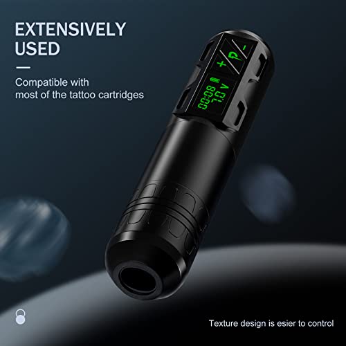EZ Wireless Tattoo Machine - Rotary Tattoo Pen Machine with 1800mAh Battery Power Supply Rotary Tattoo Gun Equipment Needle Cartridges for Professional Tattoo Supply (Portex 2S Black)