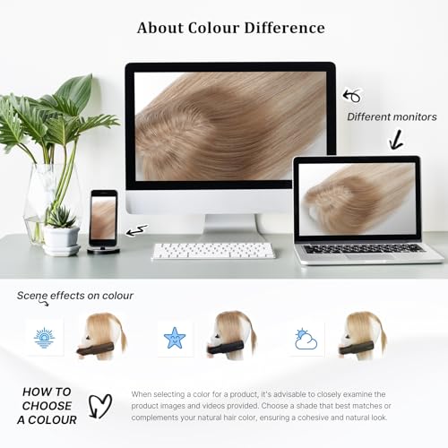 Light Gray Hair Toppers for Women Real Human Hair, 360¡Æ 3D Human Hair with Thinning Hair, Clip in, No Bangs Straight, Swiss Base for Daily 10 Inch (#Light Gray)