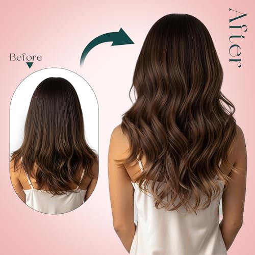 Easyouth Clip in Hair Extensions Balayage Thick Human Hair Clip in Extensions Dark Brown Fading to Caramel Blonde Mix Brown Clips in Extensions Real Human Hair Ease of Use 20 Inch 7Pcs 120G