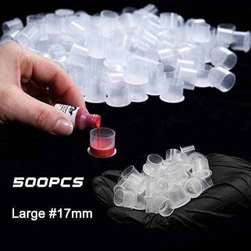 CINRA Tattoo Ink Cups, 500Pcs Disposable Plastic Pigment Tattoo Ink Caps, Large Wide Base, Tattoo Supplies