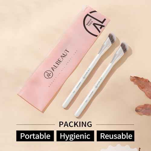 Concealer Makeup Brushes 2 PCS Angled Brushes for Liquid, Cream, Stick Concealer Foundation Nose Contour Eyeshadow Blending(193-2pcs)