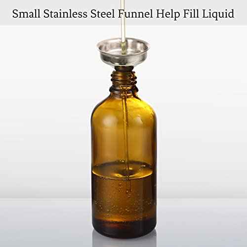 AOZITA 4 Pack, 100ml Dropper Bottles with 1 Funnel & 4 Labels - Essential Oils Bottles for Health, Personal Care & Beauty - 3.4oz Thick Dark Amber Glass Tincture Bottle with Eye Droppers, Leakproof