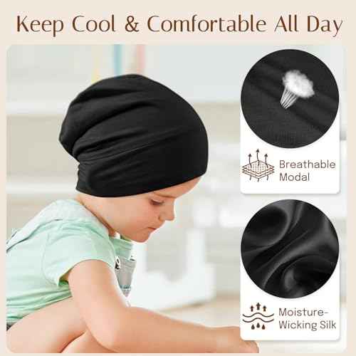 OLESILK Silk Toddler Bonnet 6-36 Months: 100% Mulberry Silk & Modal, Anti-Frizz for Curly Hair, Adjustable Fit Growing Baby