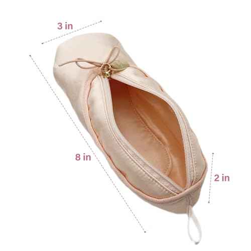 Ballet Dance Shoe Makeup Bag For Little Girls, Ballerina Slipper Makeup Pouch Bag, Ballet Pointe Shoes Gifts (Pink)