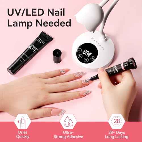 Makartt Nail Rhinestone Glue Set - Gel Nail Glue for Rhinestones, 3D Art Design Super Strong Adhesive for Charm Gems Jewel Crystal Beads Diamonds, 15ml & 8ml, Easy Use, Cured Need