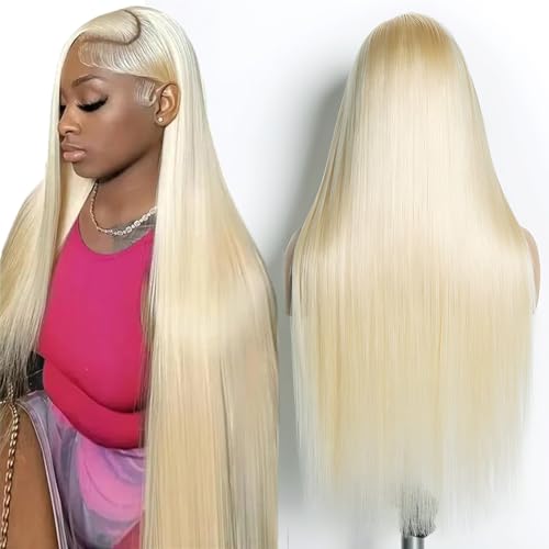 613 Lace Front Wig Human Hair Blonde 13x6 HD Transparent Lace Front Straight Wigs Human Hair Pre Plucked with Baby Hair 613 Blonde Lace Frontal Glueless Wigs Human Hair 180% Density 22 Inches