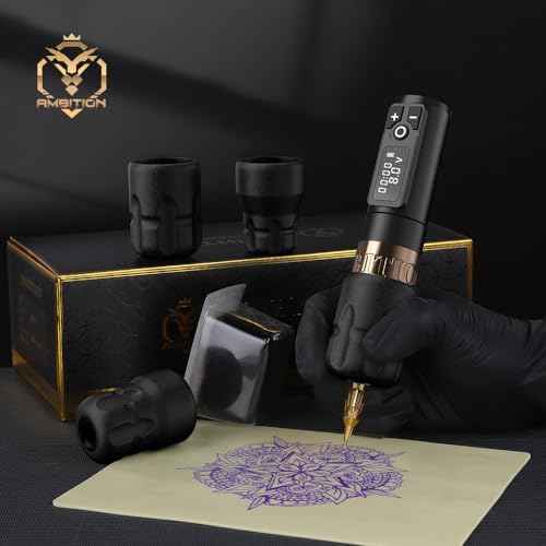 Ambition Soldier P2 Disposable Tattoo Grips - 12Pcs 34mm Professional Tattoo Rubber Grip Cover with Click Adjust System Supply for Rotary Soldier, Zetton, Torped & Shura Tattoo Pen Machine Gun