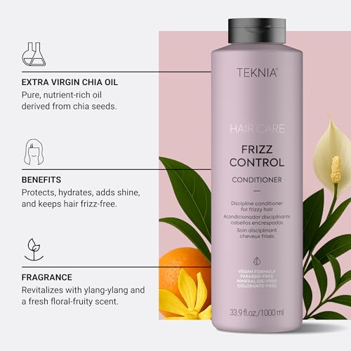 LAKM? Teknia Frizz Control Shampoo, Anti Frizz Shampoo for Frizzy or Curly Hair