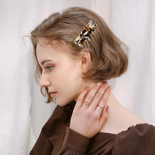 Hair Clips, 4 Pack French Comb or Women Decorative French Twist Hair Styling Accessories - Womens French Side Comb for Fine, Stylish Decorative Clips Tortoise, Brown