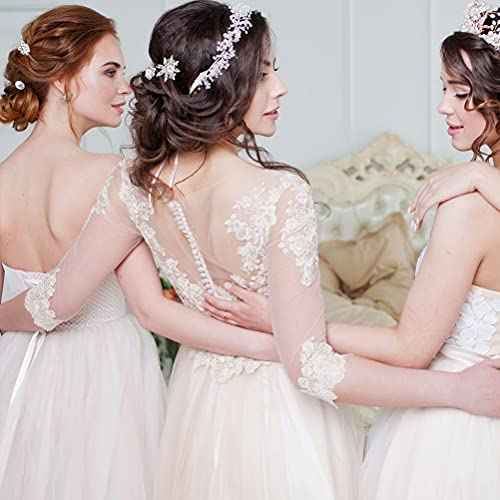 40 Pieces Bridal Hair Pins, Clips and Barrettes with Crystal Pearl Flowers, Women's Proms Hair Jewelry Accessories, Gift Stocking Stuffers for Girls