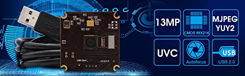 13mp USB Camera Module with Microphone Autofocus Audio Video Webcam Board for Computer Mini UVC USB2.0 PC Camera Industrial Embedded USB with Camera IMX214 Lightburn Camera for Laptop Jetson Nano