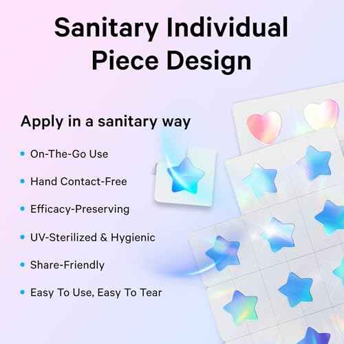 Sosky Hologram Pimple Patches for Face, Hydrocolloid Acne Patches with Salicylic Acid, Cute Star Zit Stickers,Colorful Blemish Covers,48 Count Blue Pink Star Moon Butterfly Flower