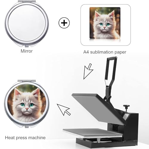 18 Pack Sublimation Blanks Pocket Mirror Cosmetic Compact Travel Folding Mirrors for Makeup Women Wending Party Cute Round Shaped