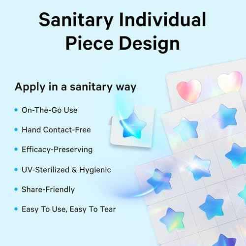 Sosky Hologram Pimple Patches for Face, Hydrocolloid Acne Patches with Salicylic Acid, Cute Star Zit Stickers,Colorful Blemish Covers,48 Count Blue Cloud