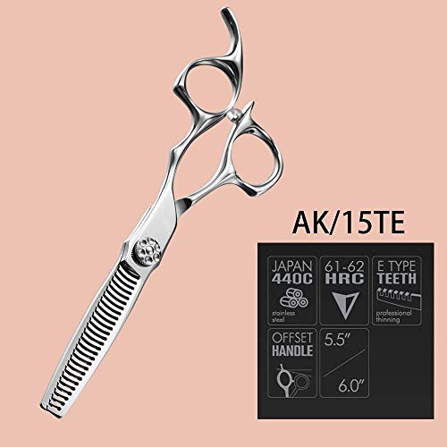 AOLANDUO 6 Inch Professional Hairdressing Scissors -High End AICHI Steel Handcrafted Hair Scissors - Razor Edge/Offset Design/Pro Ergonomic for Salon Stylists Beauticians and Barbers