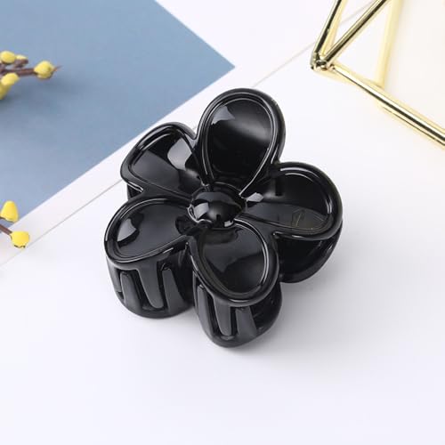 4PCS Flower Hair Claw Clips, Large Plumeria Hibiscus, Big Cute Dasiy Hair Clips, Strong Hold Nonslip Hair Clips birthday gifts for women (Tortoise and Black (4 Pieces, Big))