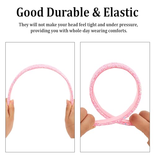 Girls Headbands, 6PCS Headbands for Girls Women Glitter Blue Purple Rainbow Pink Headband Sparkly Sequin Headband Hair Accessories