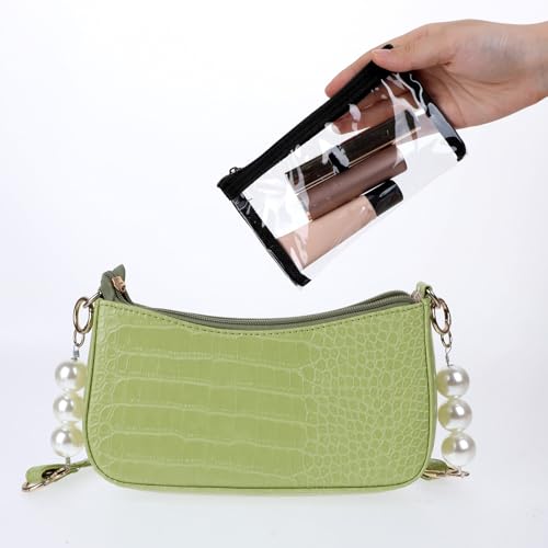 5 Pcs Small Clear Makeup Pouches, Waterproof Cosmetic Bag with Zipper Portable Cosmetic Case Travel Organizer Kit Storage Holder for Purse Lipstick Travel Makeup Bathroom Vacation Organizing (Black)