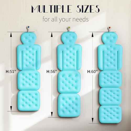 Full Body Bath Pillow for Bathtub, Thick Bathtub Cushion with Laundry Bag, Luxury Tub Pillow for Bath for Headrest Neck and Back Support Ocean Blue 51" x 16"