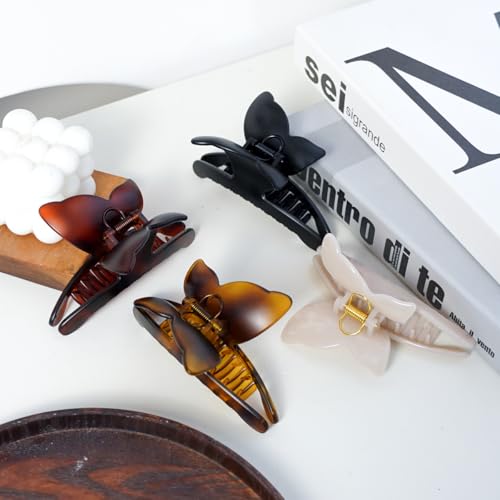 Butterfly Hair Clips, 4.7 inch Large Butterfly Claw Clips For Thick Thin Hair, Strong Hold Nonslip hair clips, Matte Hair Clips for women (4Pcs)