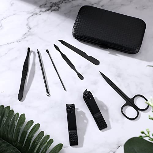 Geosar 12 Sets Manicure Set Nail Clippers Pedicure Kit 8 in 1 Grooming Stainless Steel Kits Nail Care Tools with Travel Case Xmas Gifts Christmas Stocking Stuffers for Men Women(Red Background)