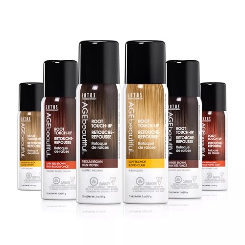 AGE beautiful Root Touch Up Hair Color Spray | Touch-Up Gray Concealer | Temporary Cover Up | Adds Volume & Covers Thinning Patches | Water, Sweat, Stain Resistant