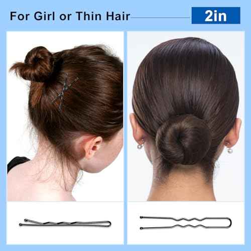 TsMADDTs Bobby Hair Pins Kit, 200PCS U Shaped Bobby Pins Black for Women, Ballet Buns with Box, 2.4IN and 2IN