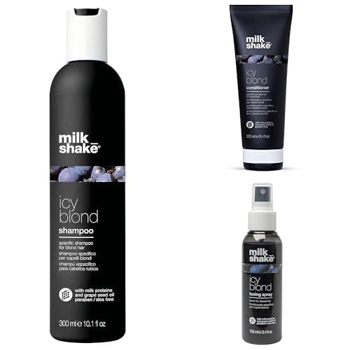 milk_shake Icy Blond Shampoo, Conditioner, and Toning Spray - Black Pigment For Very Light Blonde and Platinum Hair