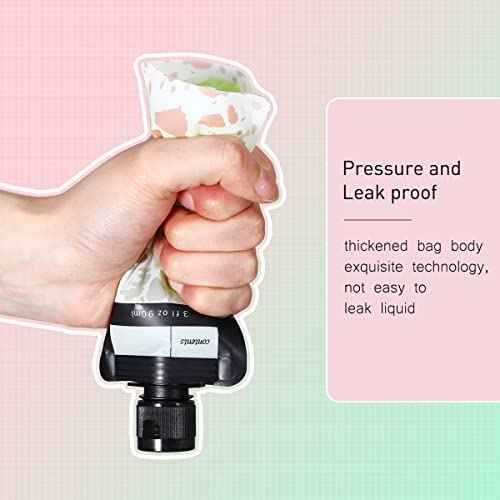 ASEVAT 3 oz 6pack Leak Proof Empty Squeeze Pouches Refillable Travel Size Containers Liquid Pouch Cosmetic Container TSA Approved Bag