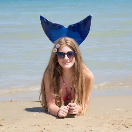 4Pack Ocean Hair Accessories for Women - Blue Mini Starfish Seashell Mermaid Whale Clips, Cute Animal Hair Clips for Girls