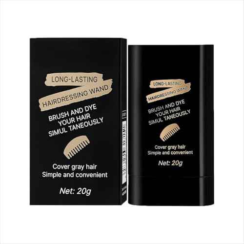 2-in-1 Hair Color Stick & Comb, Long-Lasting Waterproof Color,Sweat-Proof, Quick Root Touch-Up, Coloring Tool ? For Women & Men (2-Pack-BROWNISH BLACK)