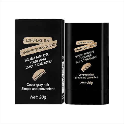 2-in-1 Hair Color Stick & Comb, Long-Lasting Waterproof Color,Sweat-Proof, Quick Root Touch-Up, Coloring Tool ? For Women & Men (2-Pack-BROWNISH BLACK)