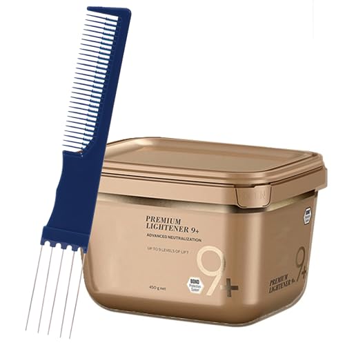 Blonde Me Bleach Powder 9+ Premium Hair Lightener 450g with Dual Purpose Application Comb ? Professional Dust-Free Hair Bleach for Blonde Hair Lightening