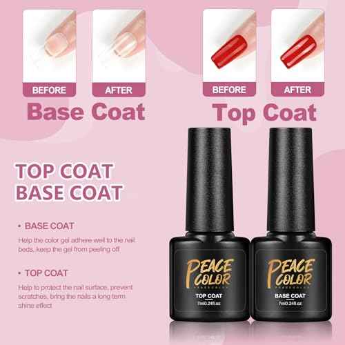 PEACECOLOR Gel Nail Polish Kit with U V Light, 5 Colors Gel Polish Kit All Seasons Soak Off with Base Top Coat 50PCS Nail Tips Nail Art Stickers Glue Manicure Tools Gifts for Women Salon DIY
