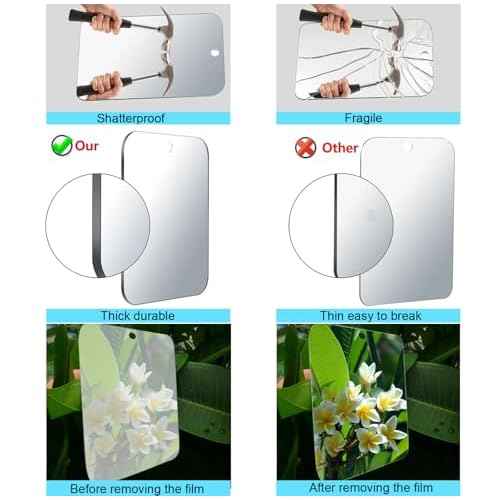 Deluxe Large Fogless Shower Mirror (11 in x 7.8 in) Anti-Fog Shave Mirror Fog-Free Wall Hanging Mirror Bathroom Mirror