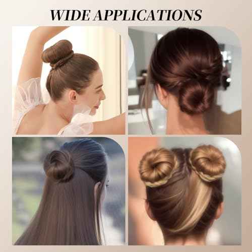 Teenitor Hair Bun Maker Kit - 4pcs Medium Donut Shapers, 10pcs Invisible Nets, 10pcs Bobby Pins, Crown Shaper Set