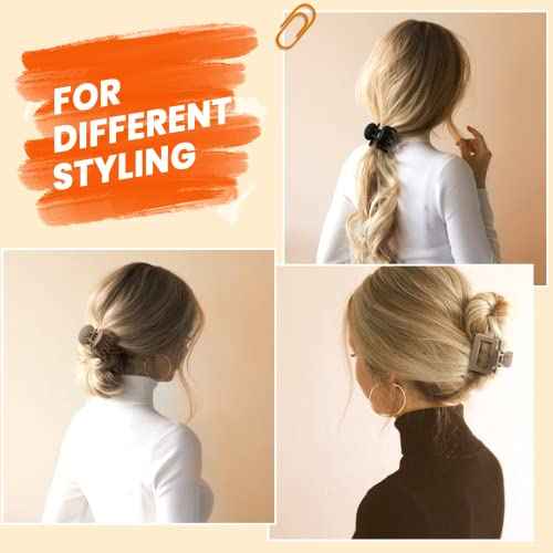 Matte Hair Clips for Women and Girls - Rectangle and Double Row Small Claw Clips for Thin/Medium Fine Hair - Nonslip Jaw Clips (Beige, Khaki, Brown, Black)