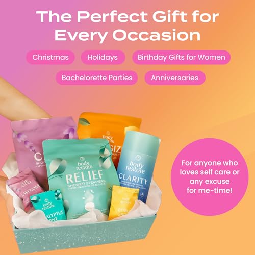 Body Restore Shower Steamers Aromatherapy 6 Pack - Boo Basket Stuffers for Women, Christmas Stocking Stuffers, Birthday Gifts, White Elephant, Relaxation, Self Care - Citrus